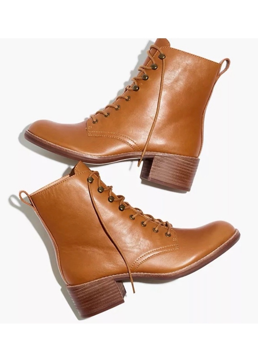 Madewell Tan Leather Lace-Up Boots